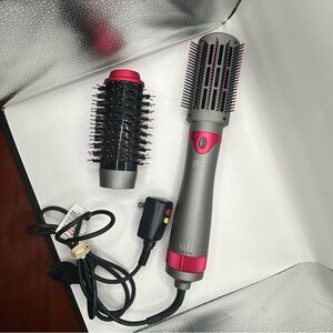 BZ SM-5258 Womens Gray Pink Corded Interchangeable Hot Air Brush Dryer Volumizer